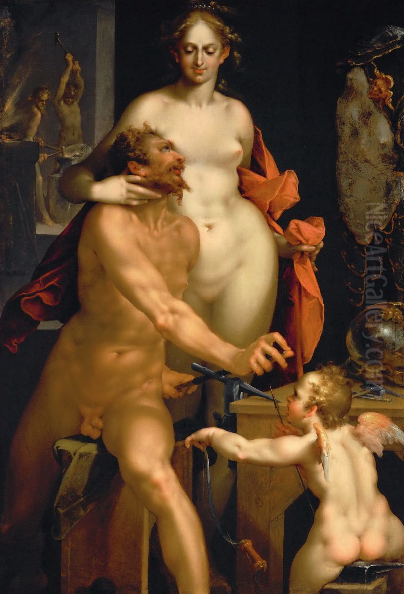 Venus in der Schmiede des Vulkan Oil Painting by Bartholomeus Spranger
