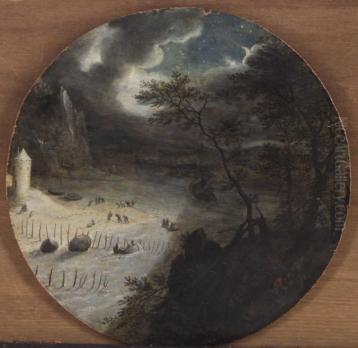 Nachtliche Landschaft mit Fischfang Oil Painting by Pieter Stevens