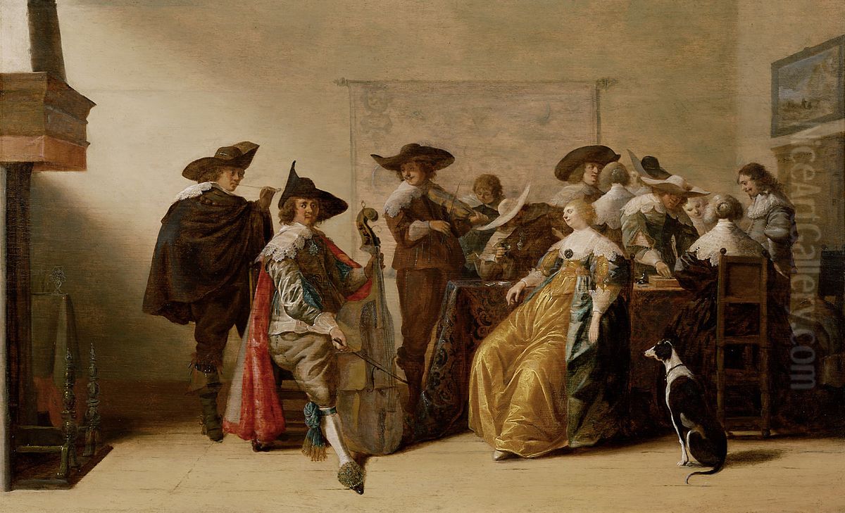 Gesellschaftsszene Oil Painting by Anthonie Palamedesz.