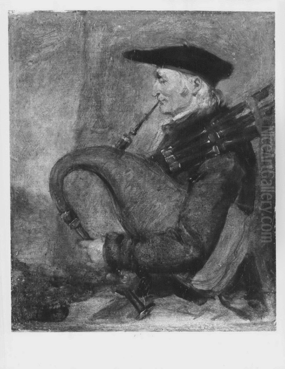 A Highland Piper Oil Painting by John Phillip