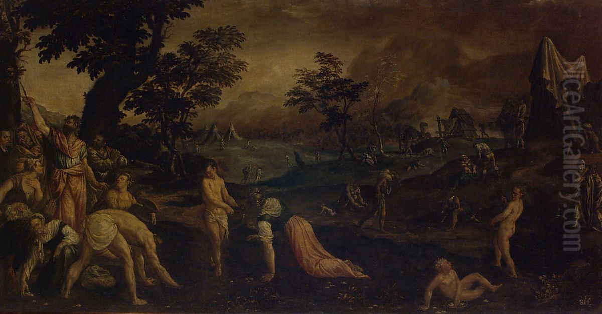 Gathering of Manna Oil Painting by Lodewijk Toeput