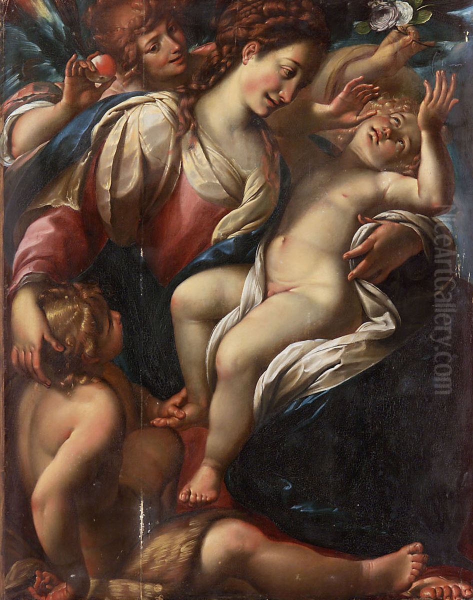 Madonna and Child with St. John and an Angel Oil Painting by Giulio Cesare Procaccini