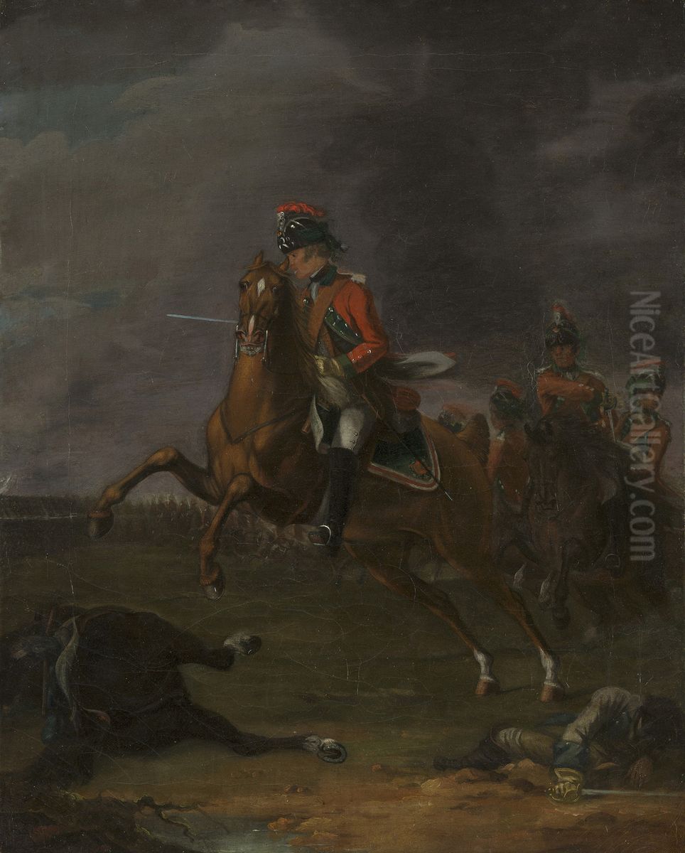 Battle Scene, 15th Light Dragoons Oil Painting by David Morier