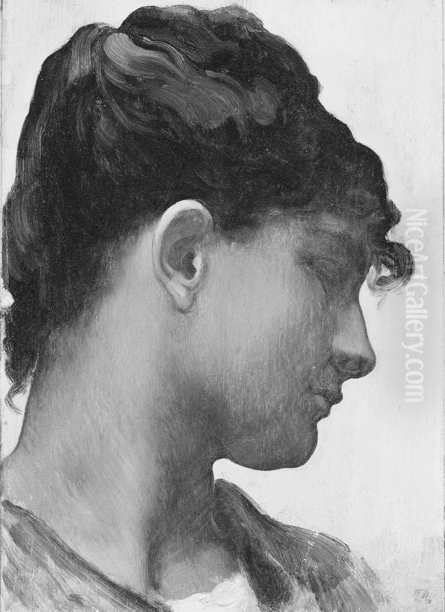 Head of an Italian Girl Oil Painting by Lord Frederick Leighton