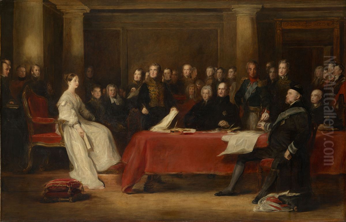The First Council of Queen Victoria Oil Painting by David Wilkie