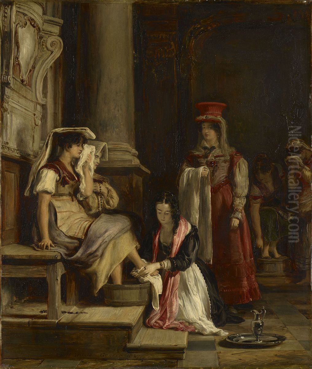 A Roman Princess Washing the Feet of Pilgrims Oil Painting by David Wilkie