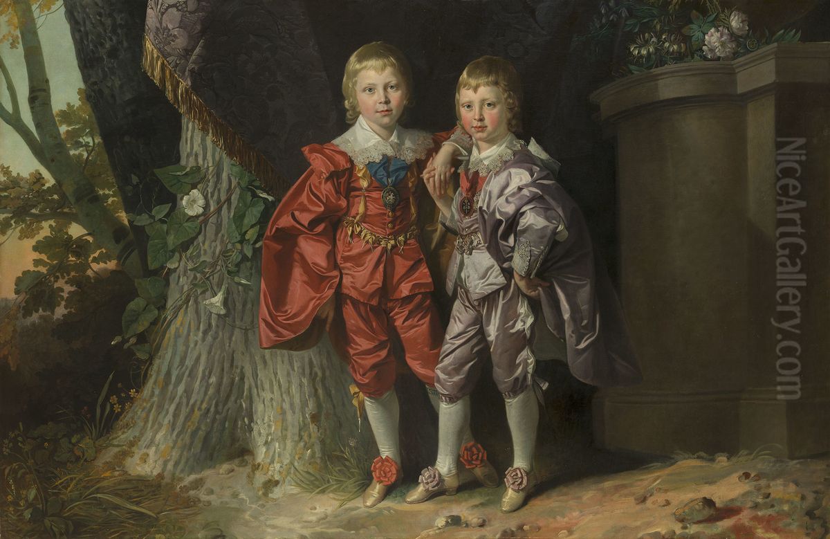 George IV when Prince of Wales, with Frederick, Duke of York when Prince Frederick Oil Painting by Johann Zoffany