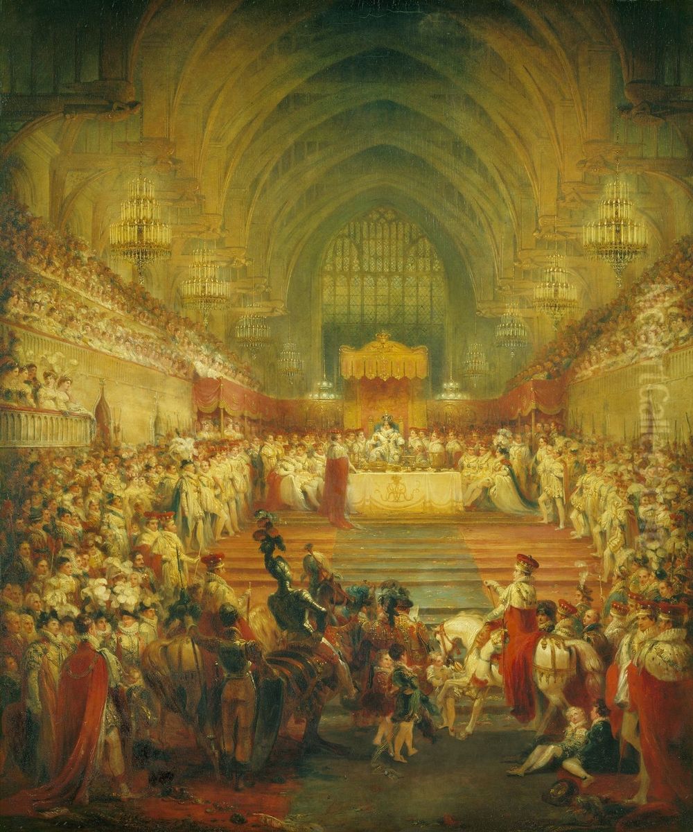 The Banquet at the Coronation of George IV Oil Painting by George Jones