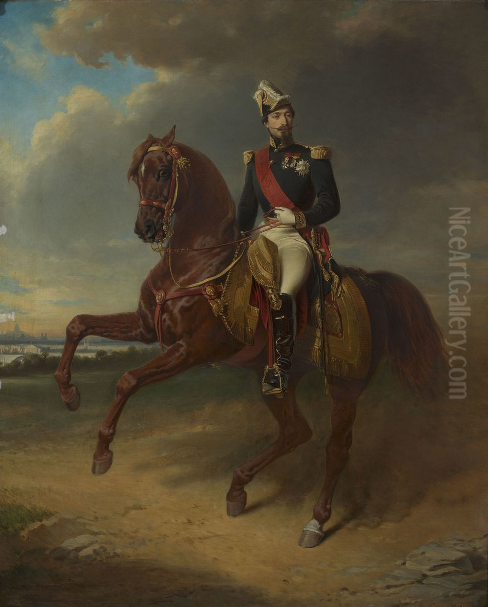 Portrait equestre de Napoleon III Oil Painting by Charles-Edouard Boutibonne
