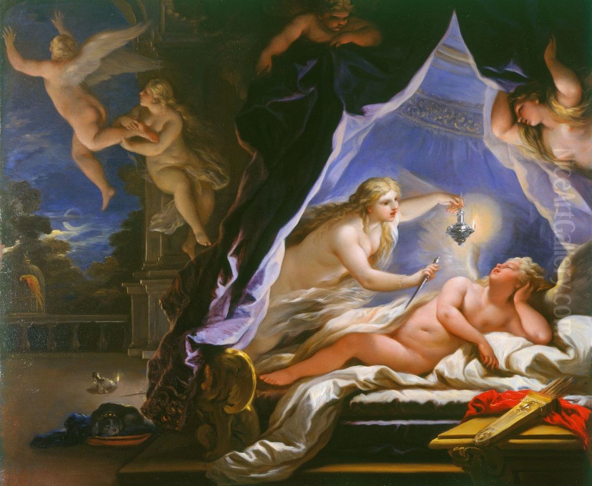 Psyche Discovering the Sleeping Cupid Oil Painting by Luca Giordano