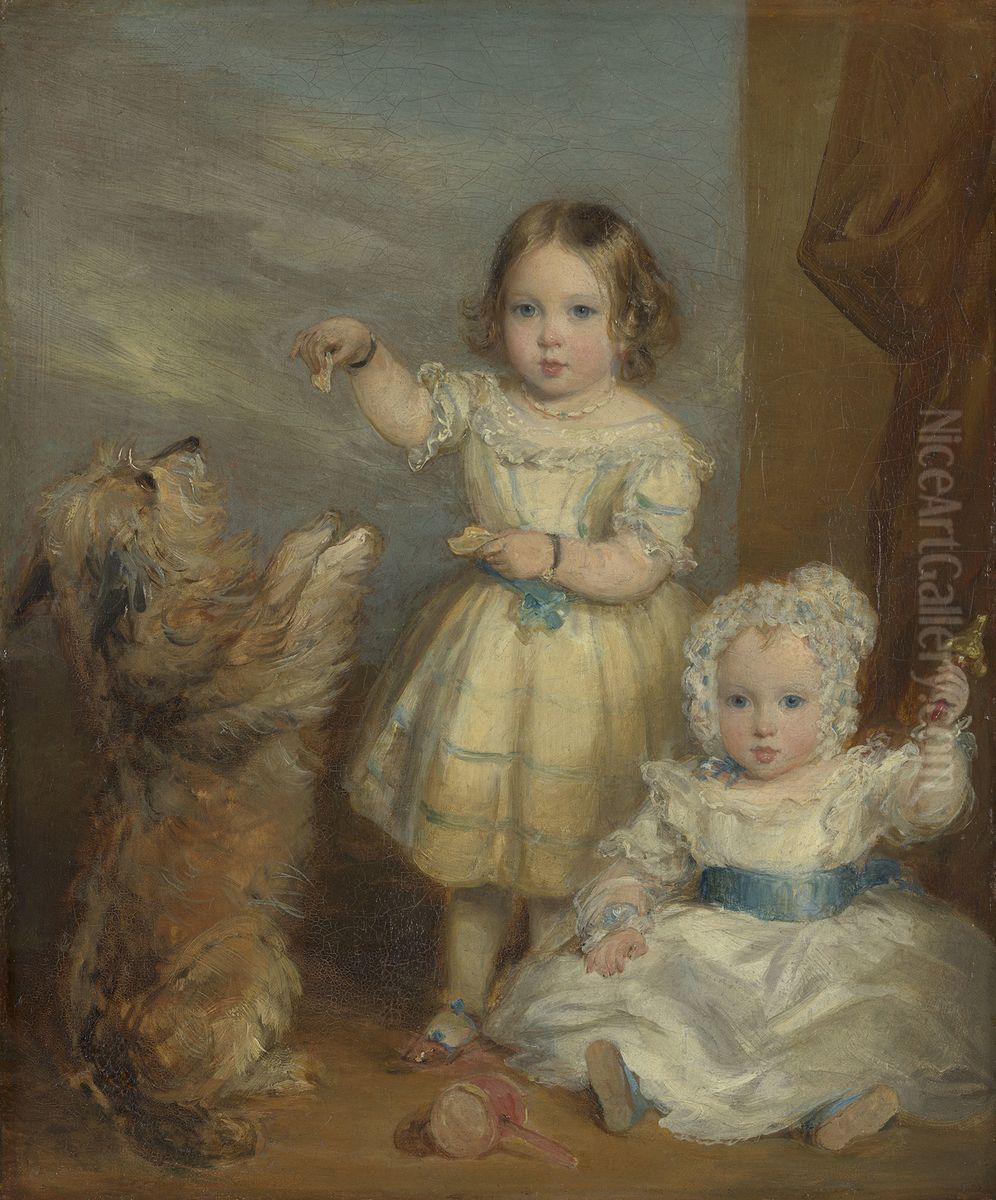 Victoria, Princess Royal (1840-1901) and Albert Edward, Prince of Wales (1841-1910) Oil Painting by Francis Grant