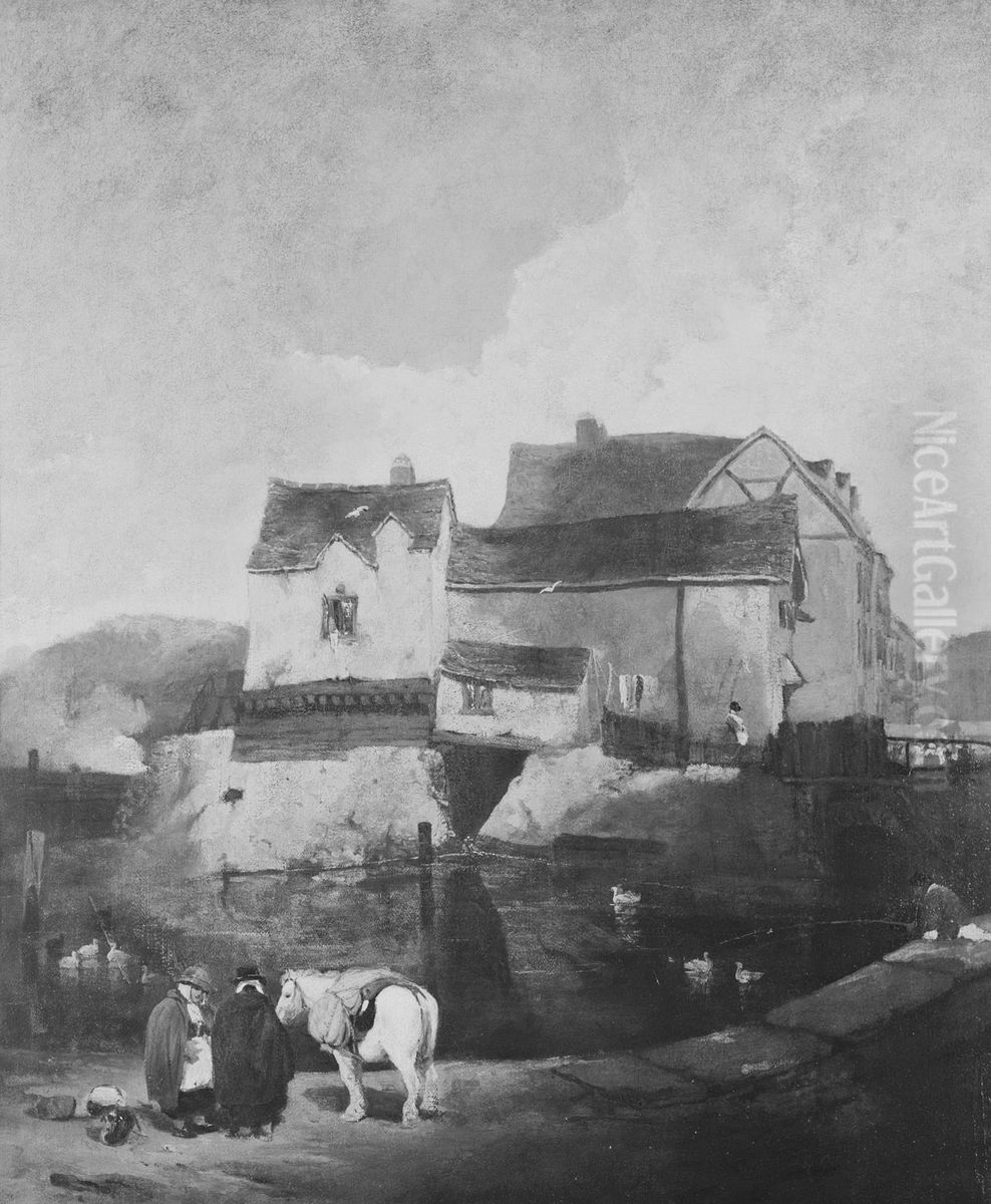 Old Houses at Shrewsbury Oil Painting by Augustus Wall Callcott