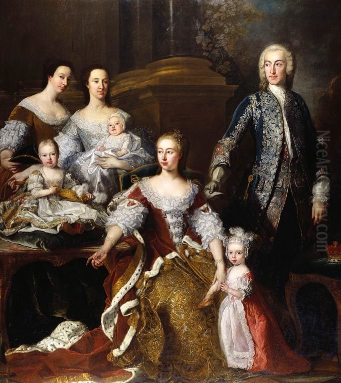 Augusta, Princess of Wales with Members of her Family and Household Oil Painting by Jean-Baptiste van Loo