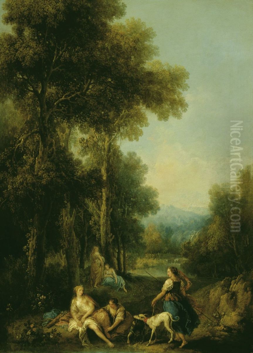 Landscape with Diana and the Chase Oil Painting by Francesco Zuccarelli