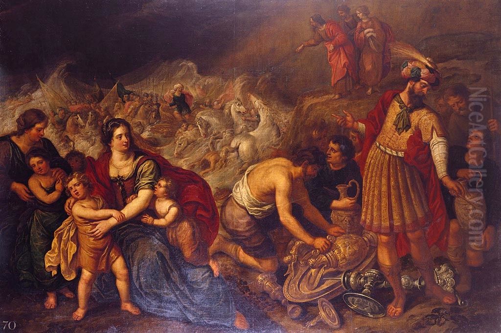 The Destruction of the Host of Pharaoh Oil Painting by Hans III Jordaens