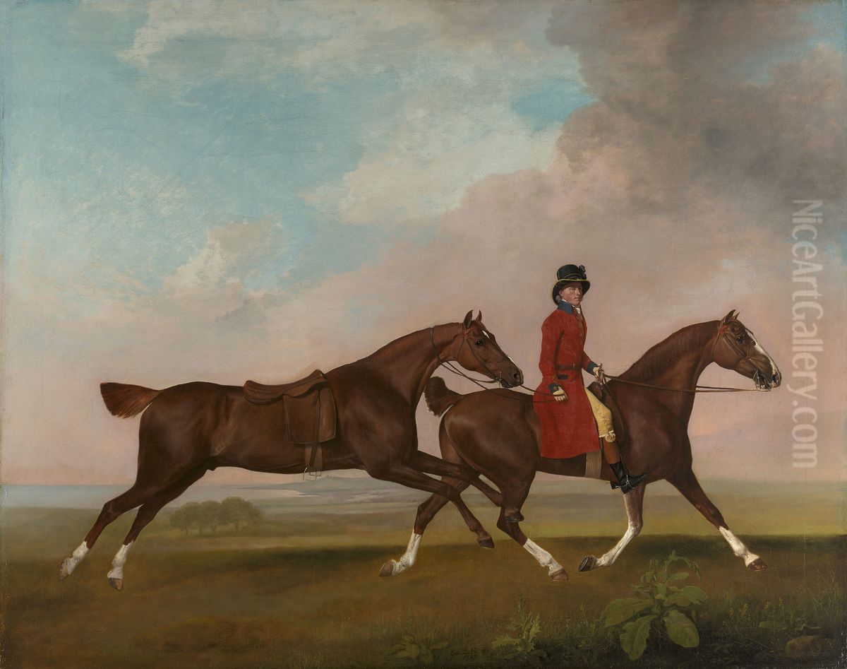 William Anderson with two Saddle-Horses Oil Painting by George Stubbs