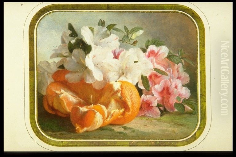 Azaleas and Orange Oil Painting by Theude Gronland