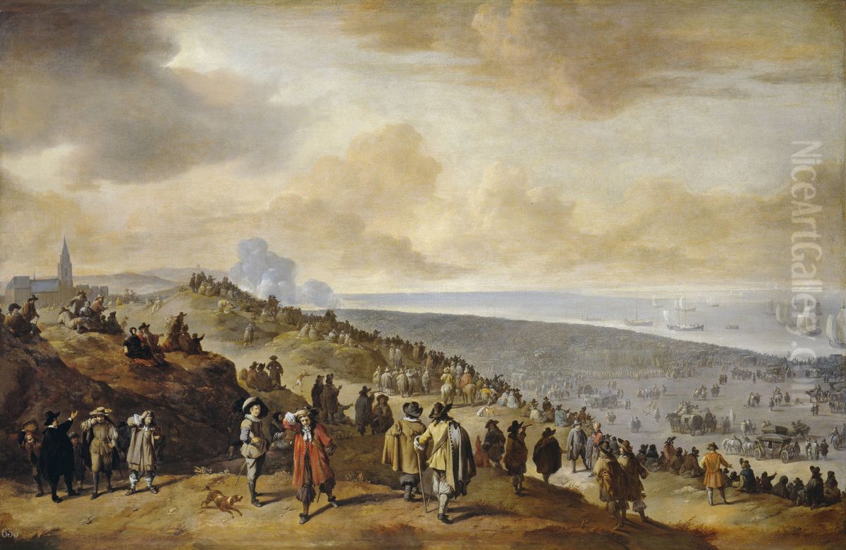 The Embarkation of Charles II at Scheveningen Oil Painting by Johannes Lingelbach