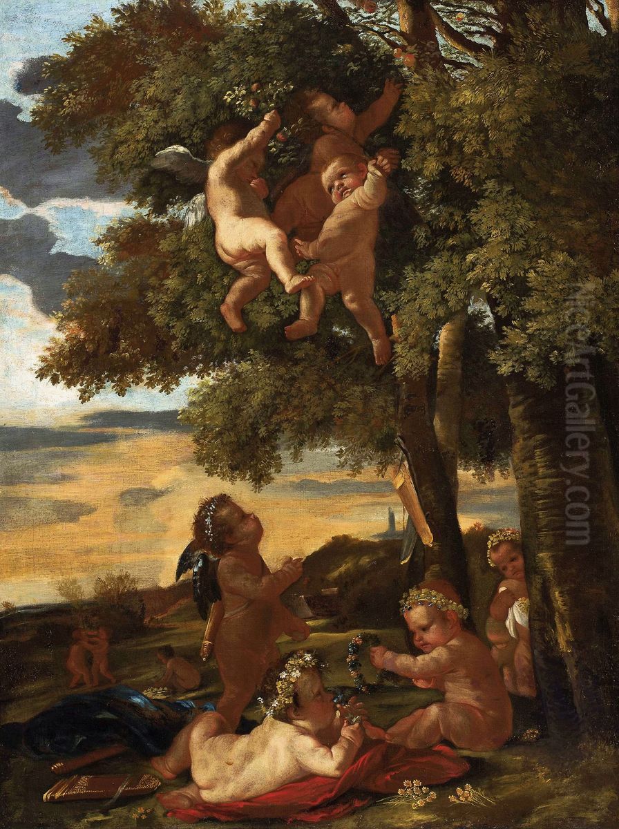 Cupids at play Oil Painting by Nicolas Poussin