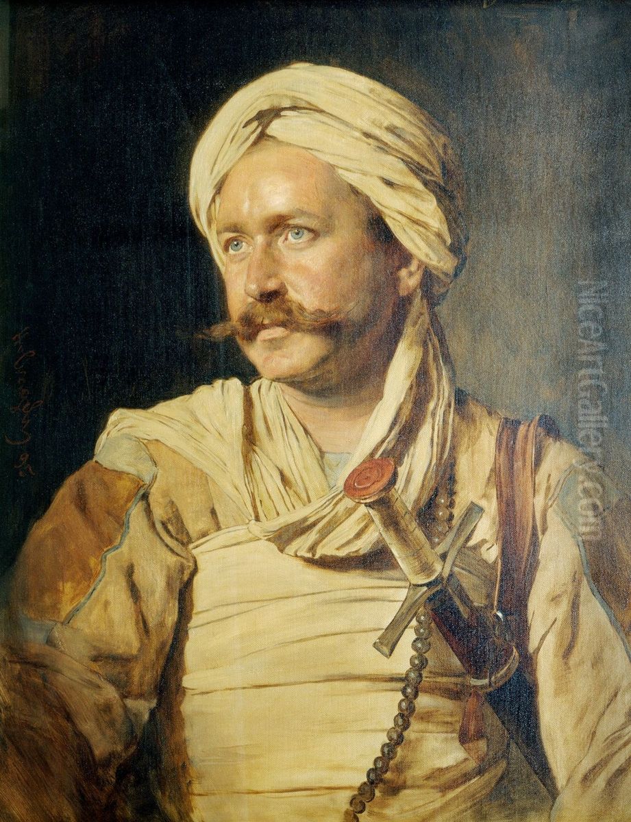 Rudolf von Slatin Pacha (1857-1932) Oil Painting by Baron Heinrich von Angeli