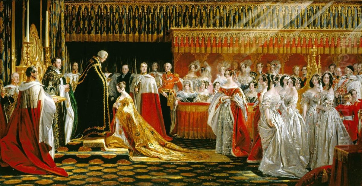 Queen Victoria Receiving the Sacrament at her Coronation, 28 June 1838 Oil Painting by Charles Robert Leslie