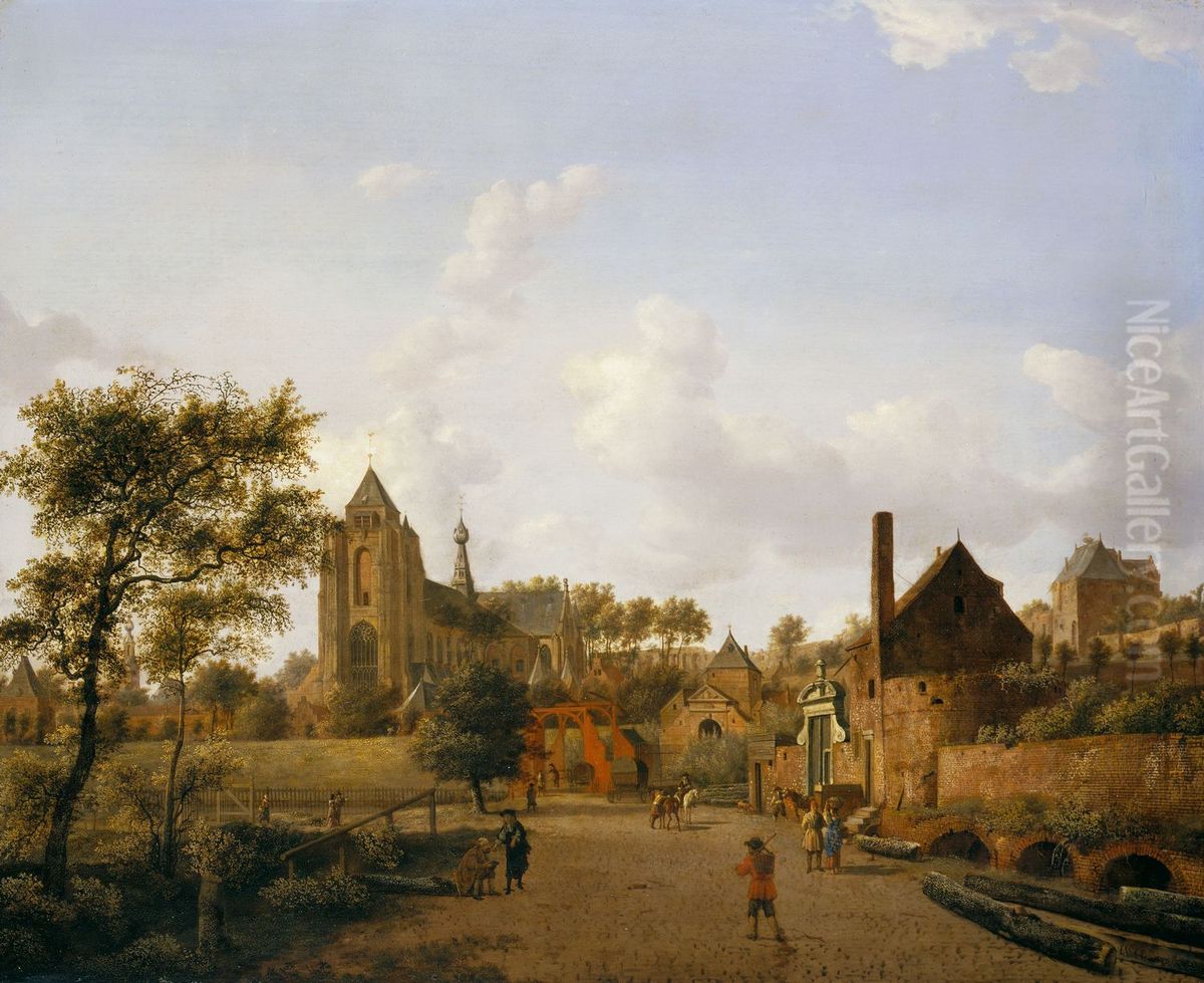 Approach to the Town of Veere Oil Painting by Jan Van Der Heyden