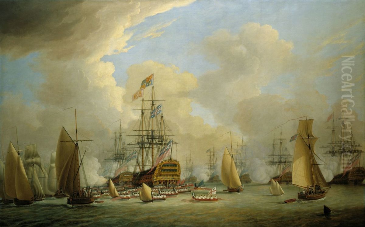 The Royal Visit to the Fleet Oil Painting by Dominic Serres