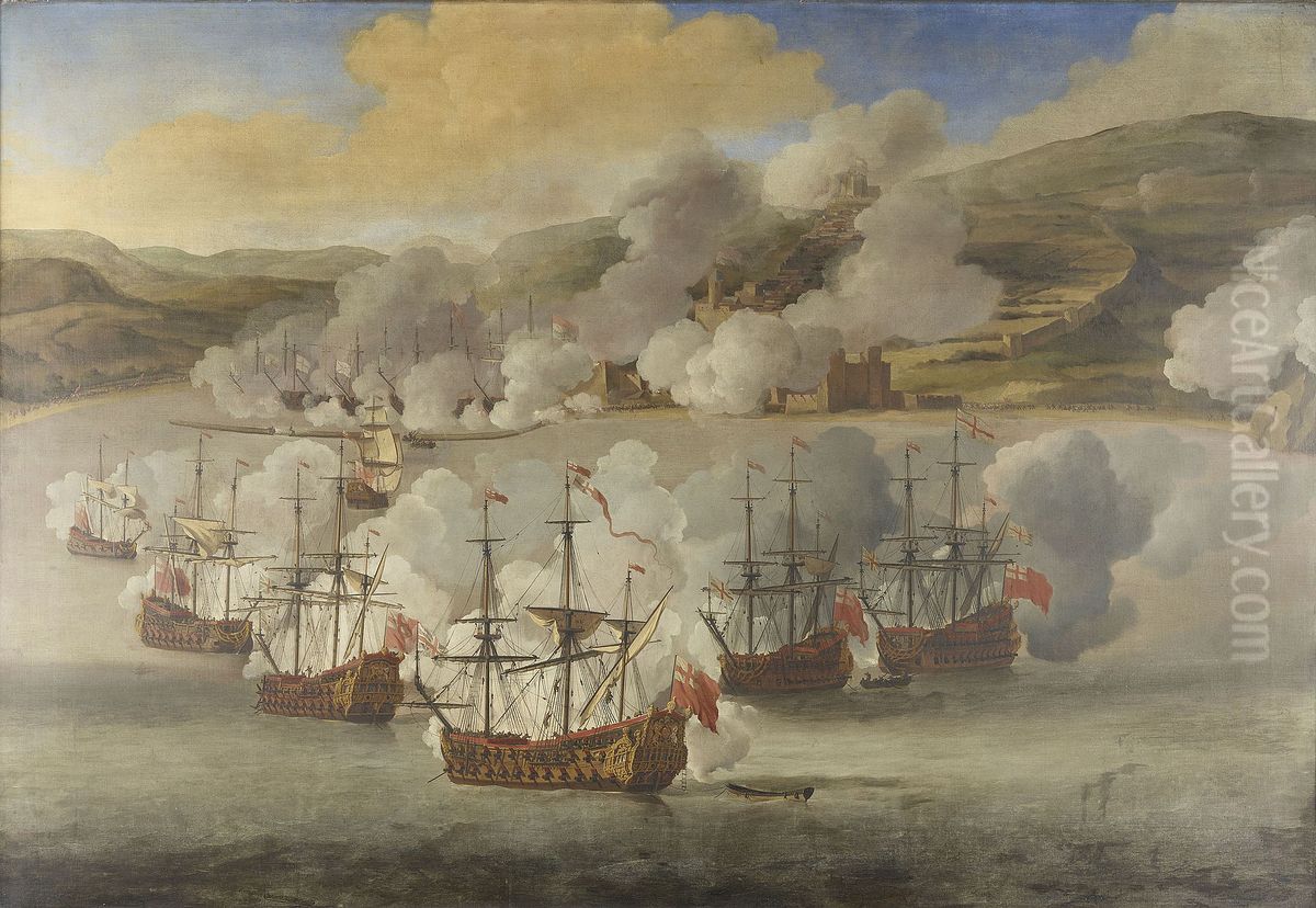 The Attack on Shipping in Bugia, 18 May 1671 (I) Oil Painting by Willem van de Velde the Younger