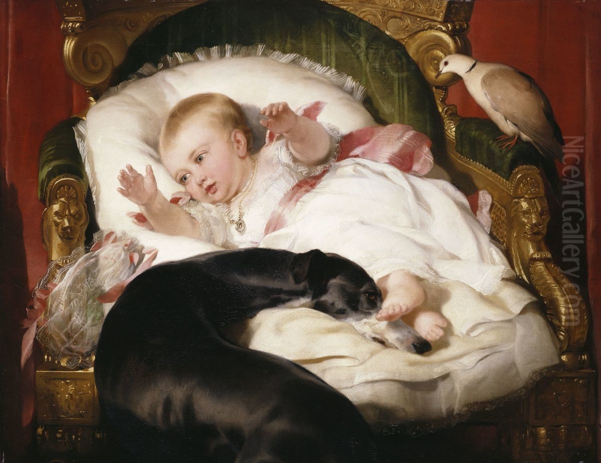 Victoria, Princess Royal, with Eos Oil Painting by Sir Edwin Henry Landseer