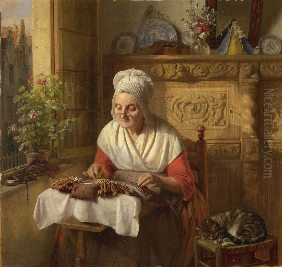The lace maker Oil Painting by Josephus Laurentius Dyckmans