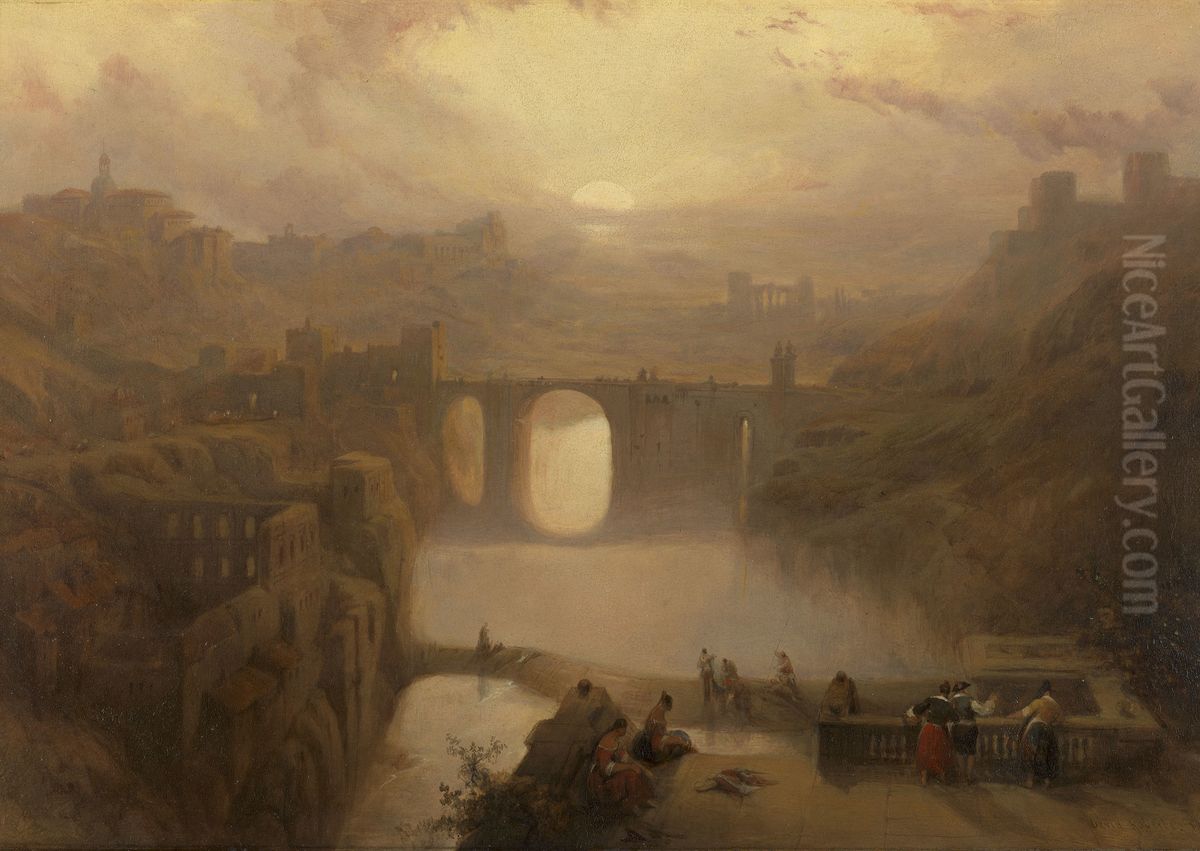 A View of Toledo and the River Tagus Oil Painting by David Roberts