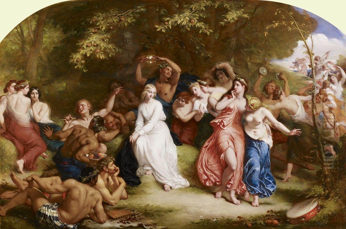 Una among the Fauns and Wood Nymphs Oil Painting by William Edward Frost
