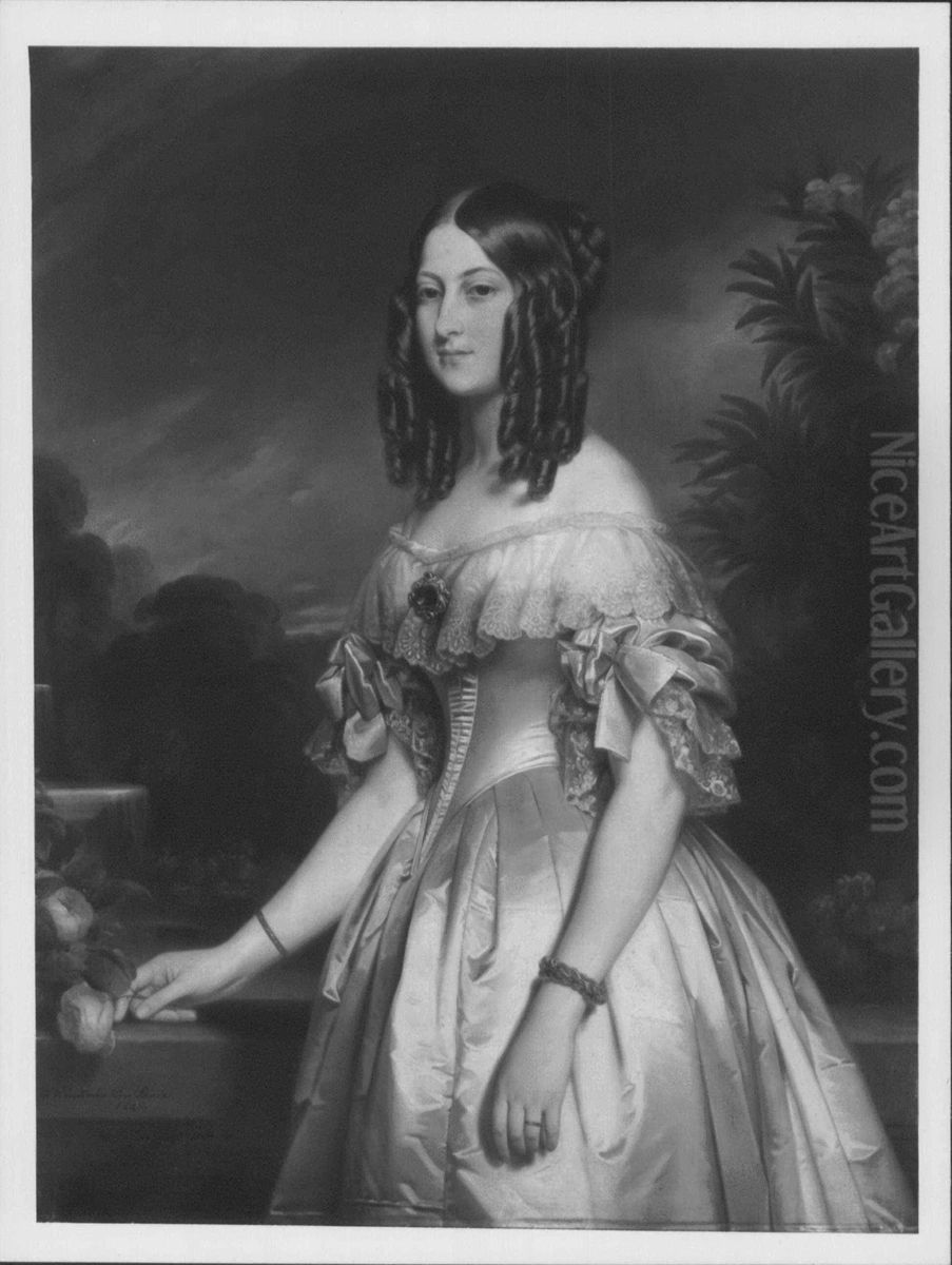 Victoire of Saxe-Coburg-Gotha, Duchesse de Nemours (1822-1857) Oil Painting by Franz Xavier Winterhalter
