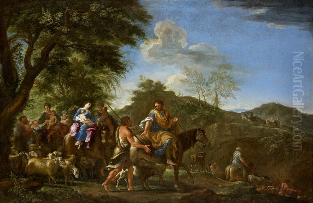 Jacob Fleeing from Laban Oil Painting by Filippo Lauri