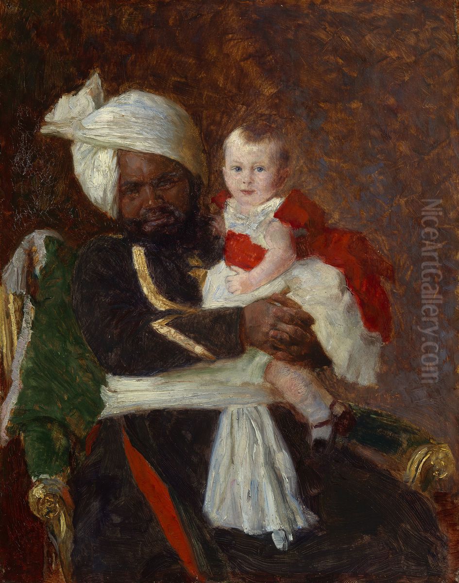 Prince Alexander of Battenberg (1886-1960) with Muhammed Bukhsh Oil Painting by Laurits Tuxen