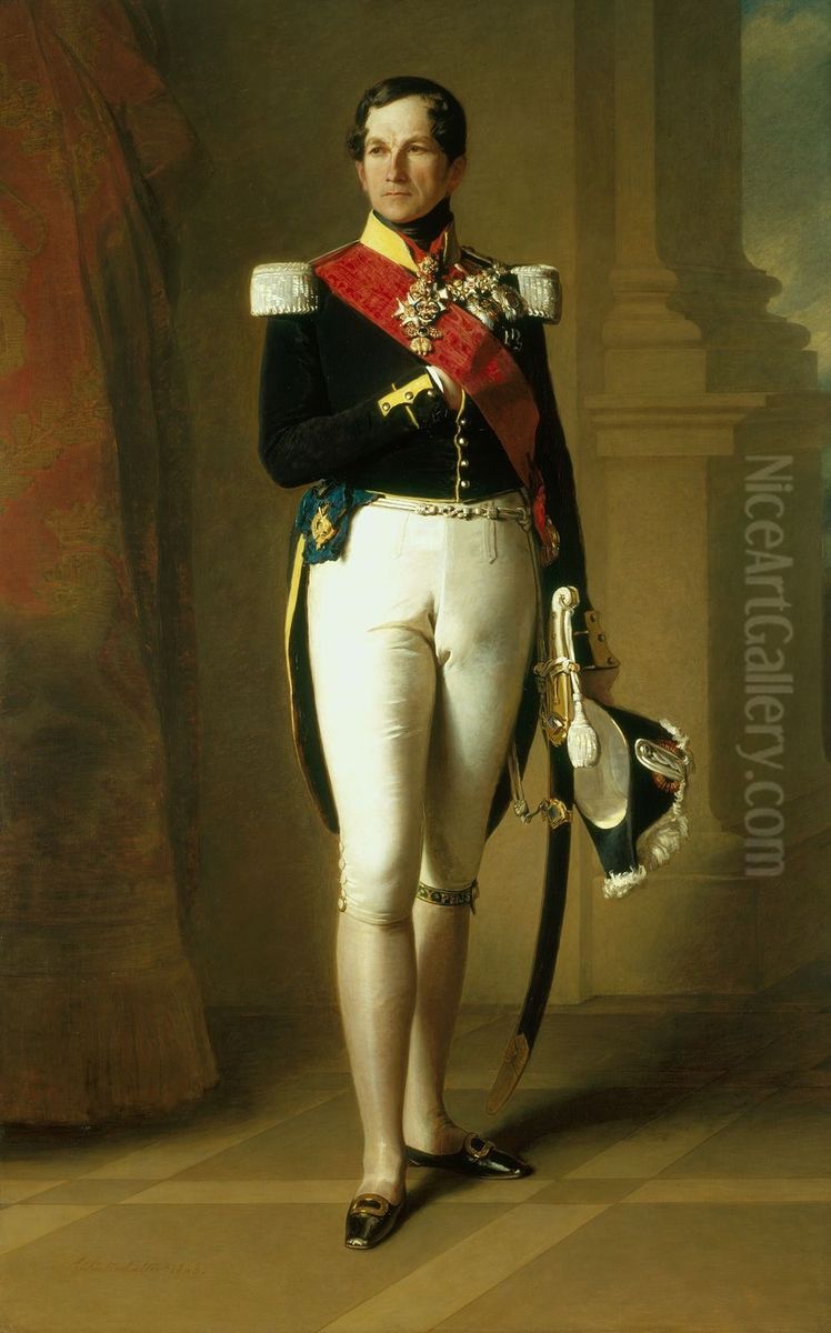 Leopold I van Belgie(1790-1865) Oil Painting by Franz Xavier Winterhalter
