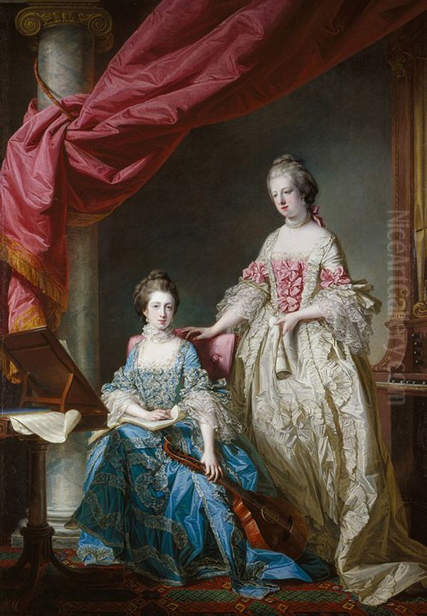 Princess Louisa and Princess Caroline Oil Painting by Francis Cotes
