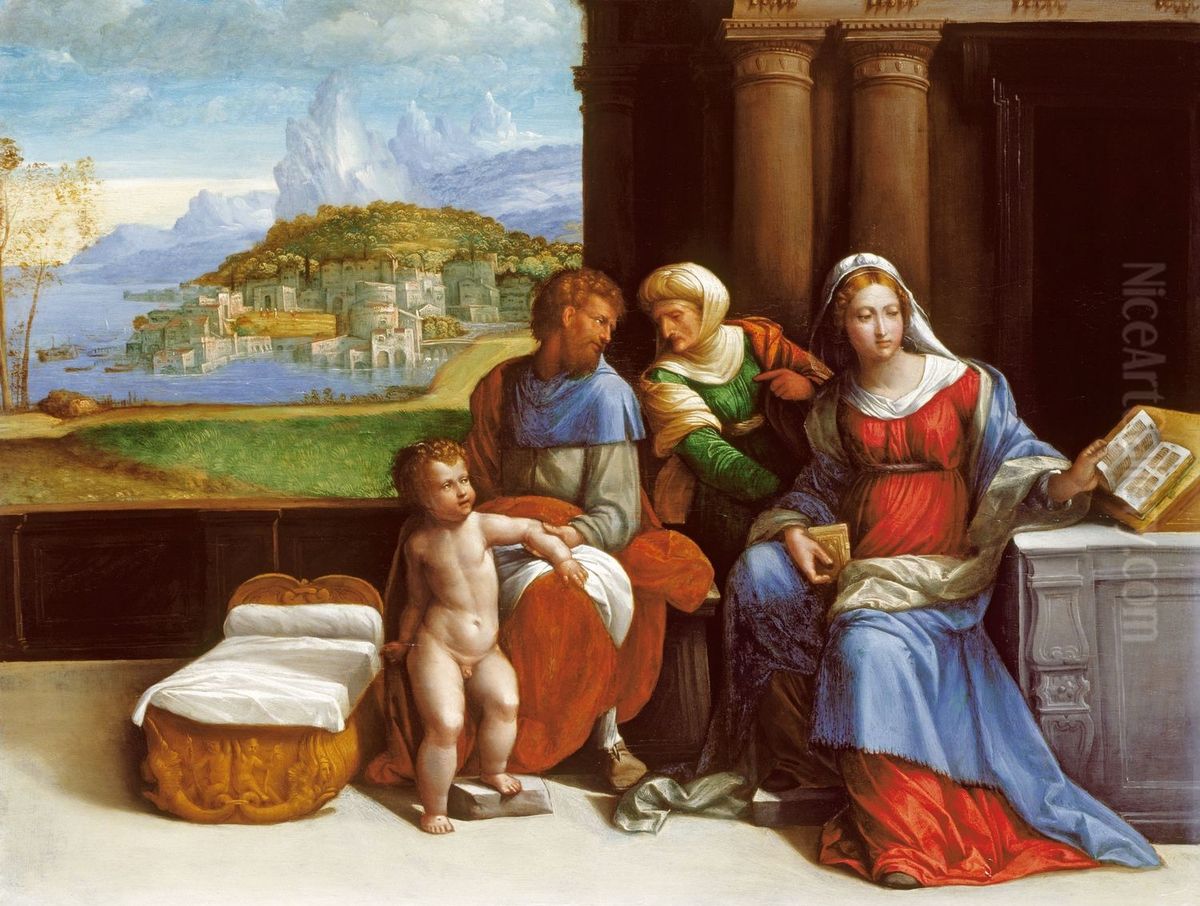 The Holy Family Oil Painting by Benvenuto Tisi