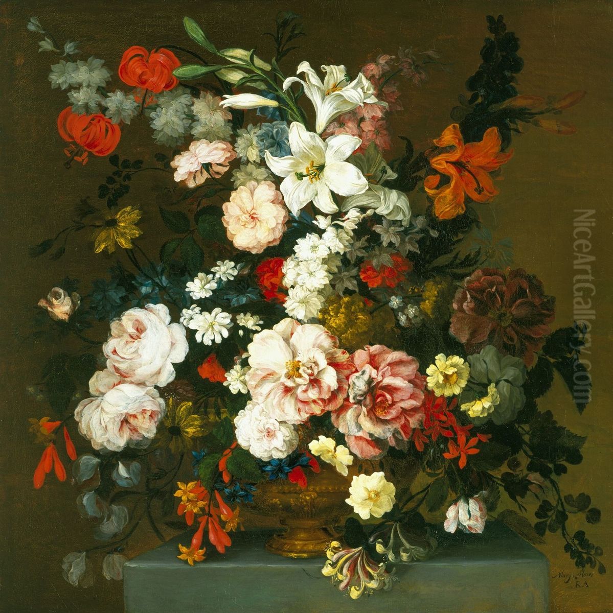 A Vase of Flowers Oil Painting by Mary Moser