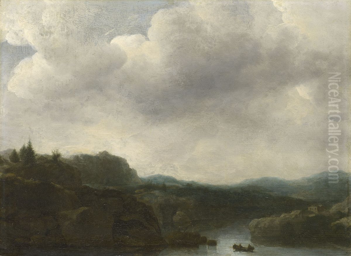 Rocky Landscape with a River Oil Painting by Allaert van Everdingen