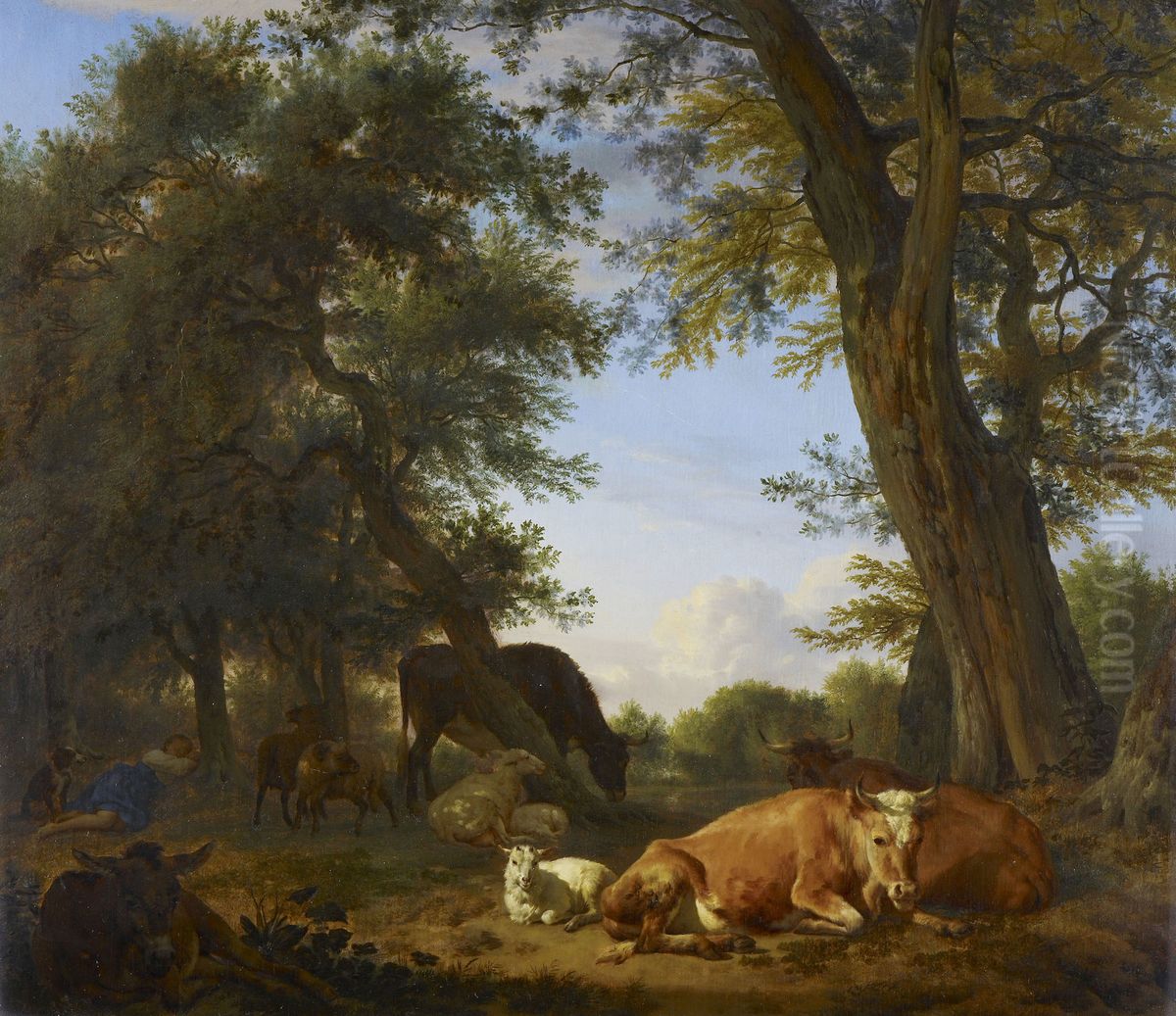 a Shepherdess Asleep Oil Painting by Adriaen Van De Velde