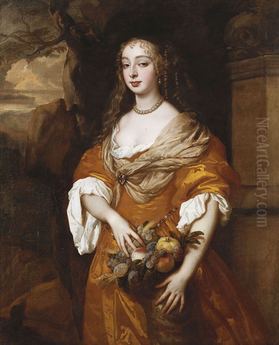 Jane Needham, Mrs Myddleton (1646-92) with a cornucopia, possibly as Demeter Oil Painting by Peter Lely