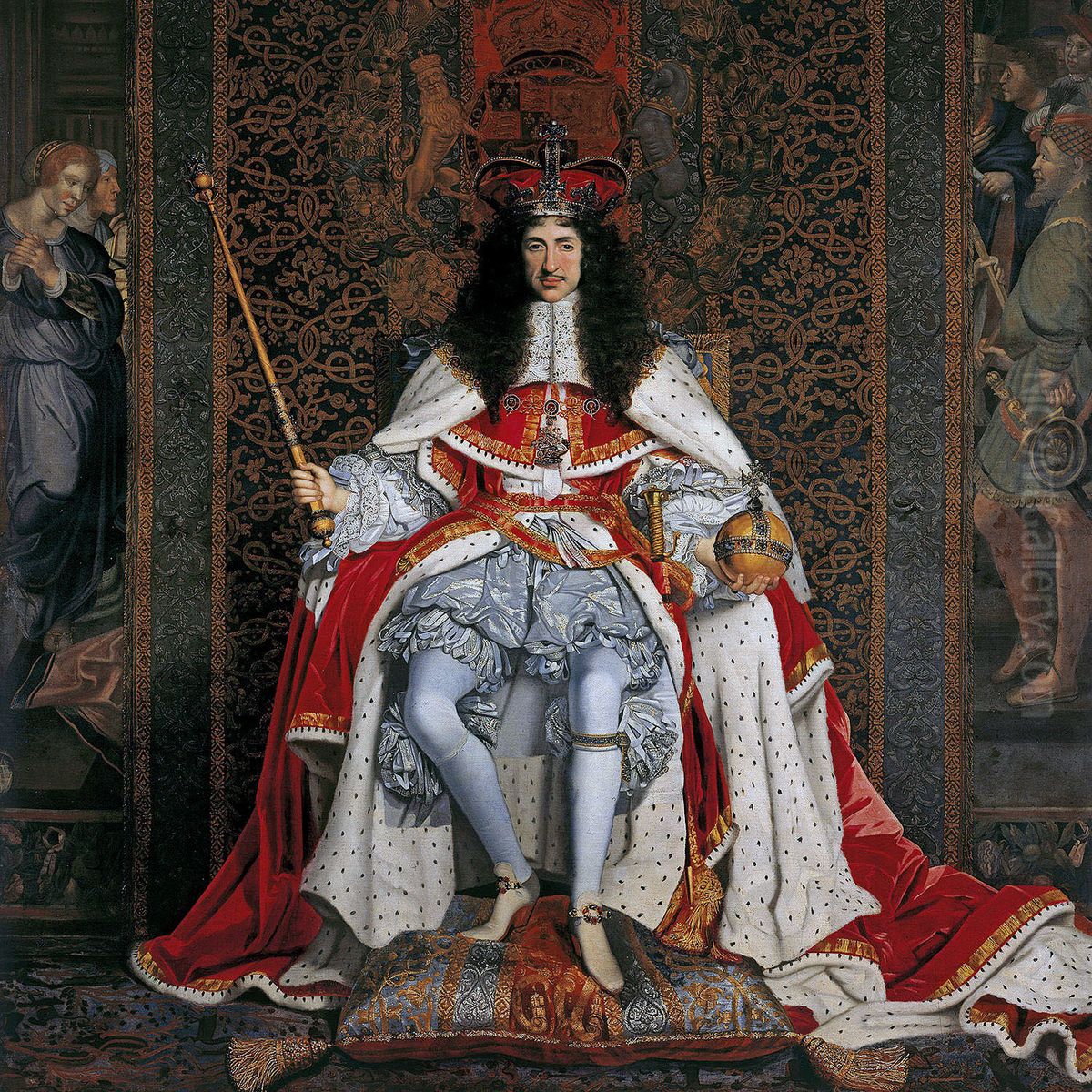 Charles II of England in Coronation robes Oil Painting by John Michael Wright