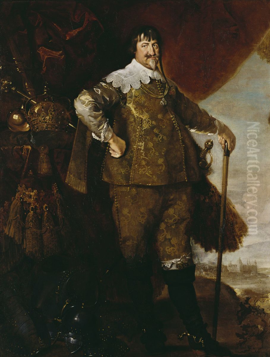 Christian IV, King of Denmark (1577-1648) Oil Painting by Karel van Mander III