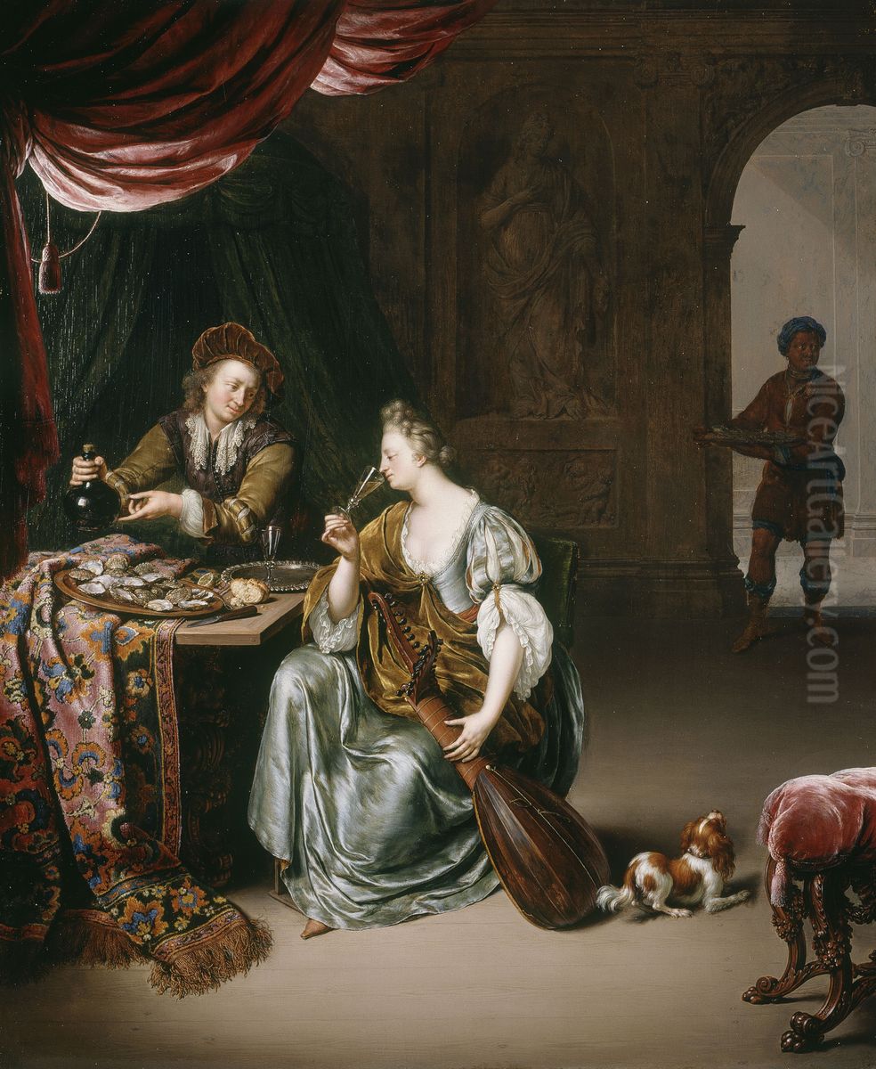 The Neglected Lute Oil Painting by Willem Van Mieris Leiden