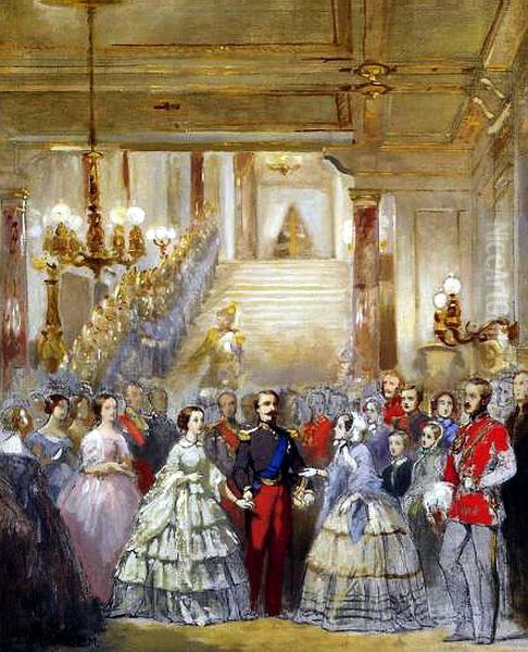 The Reception of Queen Victoria by Napoleon III at St Cloud, 18 August 1855 Oil Painting by Charles Louis Muller