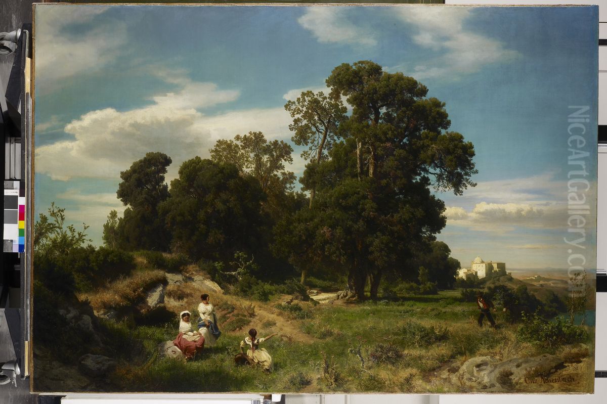 Morning Oil Painting by Oswald Achenbach