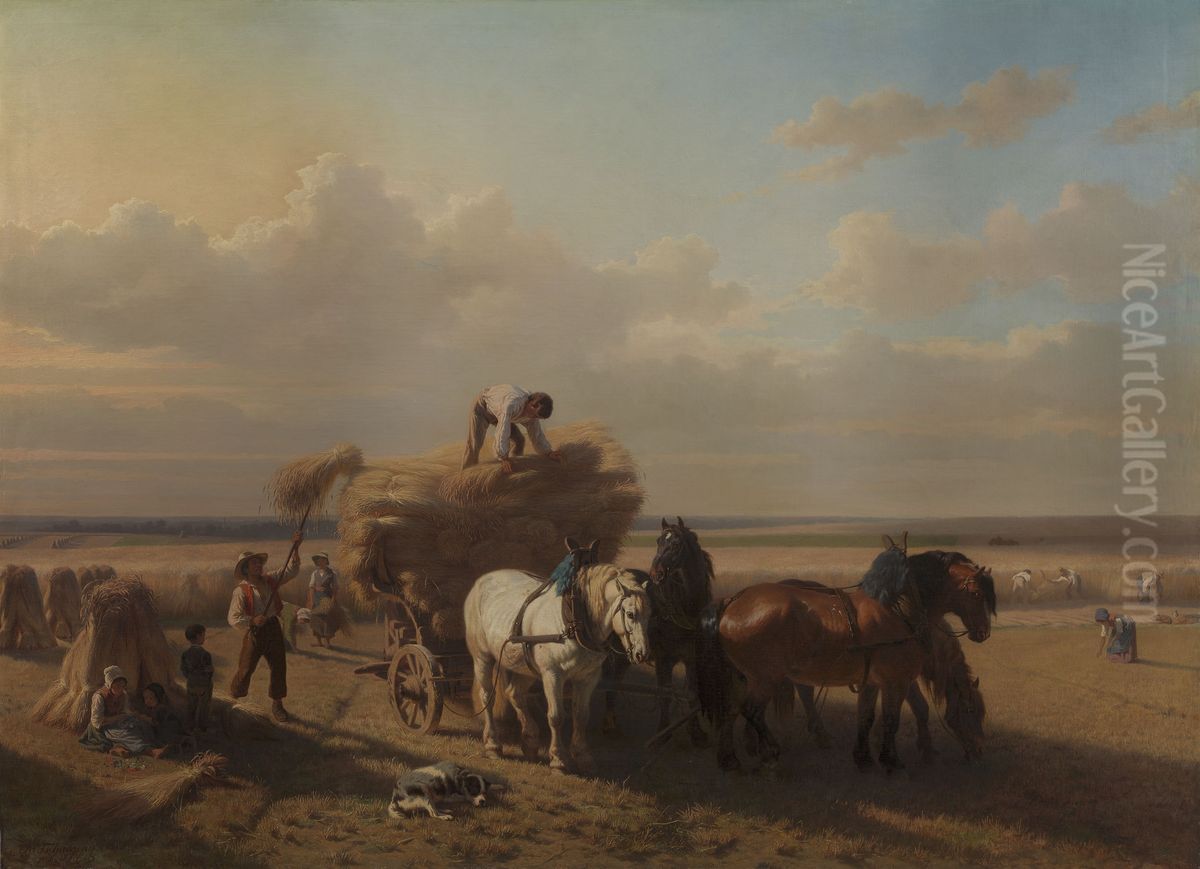 The Gathering of the Harvest Oil Painting by Charles Tschaggeny