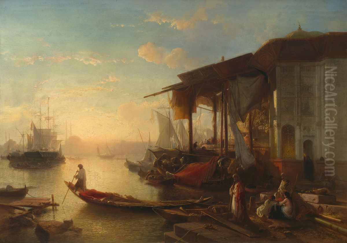 The Golden Horn, Constantinople Oil Painting by Jacob Jacobs