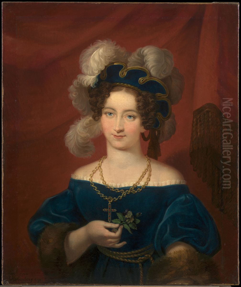 Louise, Princess of Saxe-Gotha-Altenburg, Duchess of Saxe-Coburg and Gotha (1800-31) Oil Painting by Leopoldine Louise von Meyern-Hohenberg